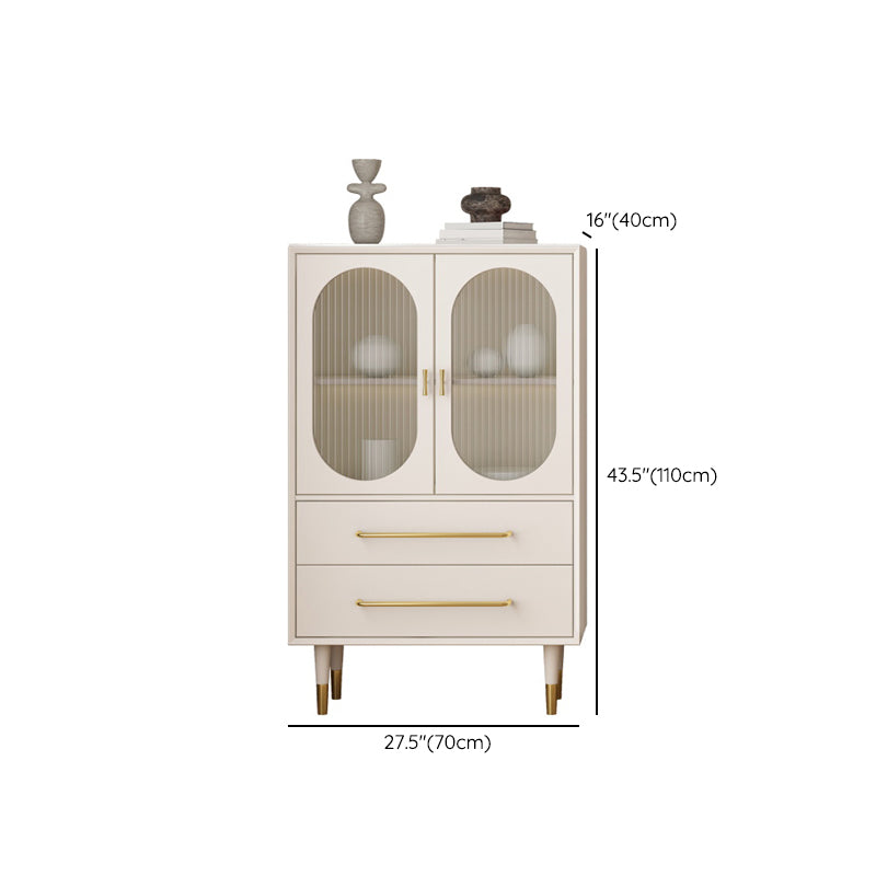 Glam Buffet Table Stone Sideboard Table with Doors for Kitchen