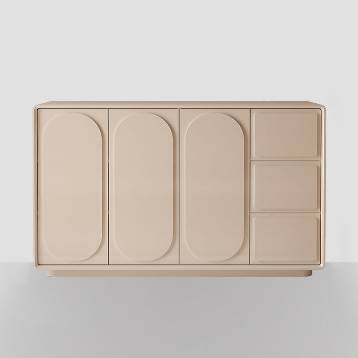 Contemporary Sideboard Cabinet Faux Wood Sideboard Table with Doors for Dining Room