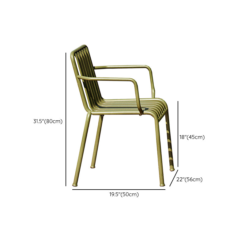 Iron Courtyard Table Set Circular with Armchair, 29.1-inch High