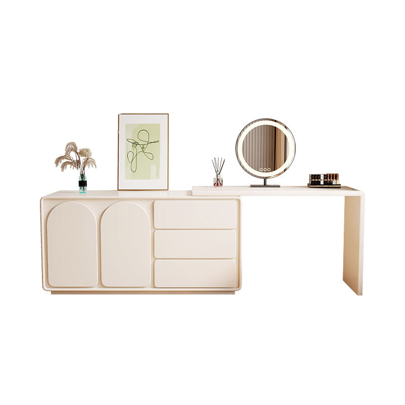 Contemporary White Lighted Mirror Bedroom With Drawer Vanity Dressing Table