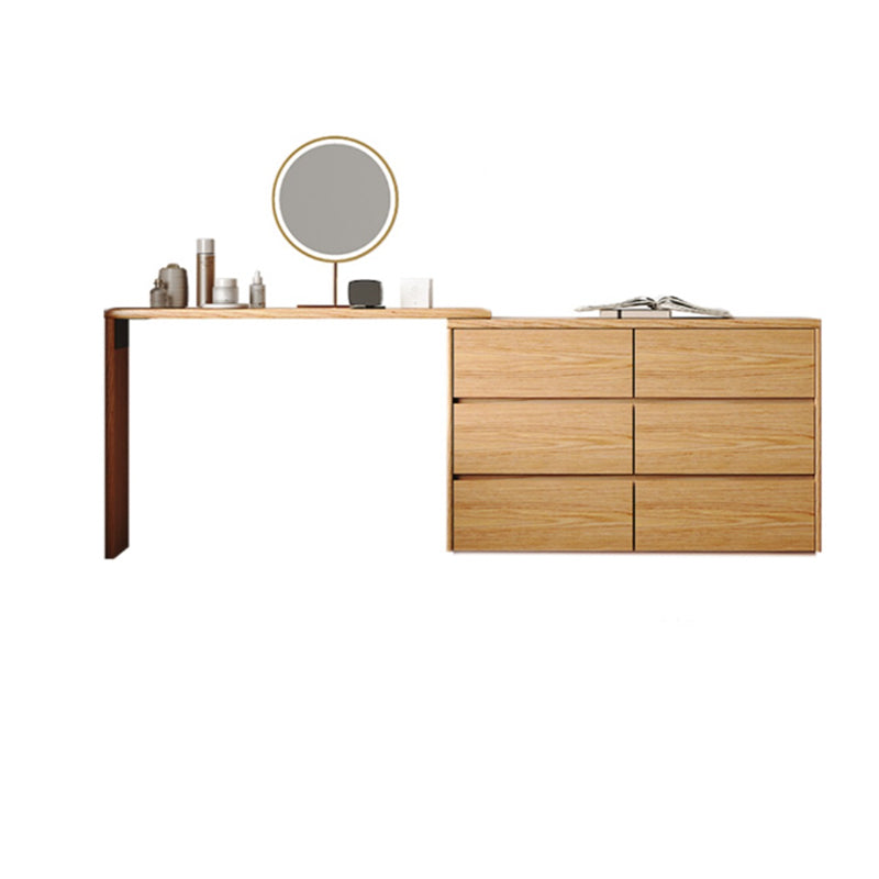 Contemporary Oak With Drawer Natural Mirror Bedroom Dressing Table
