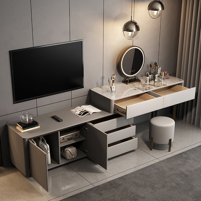 Contemporary With Drawer Gray Lighted Mirror Bedroom Make-up Vanity