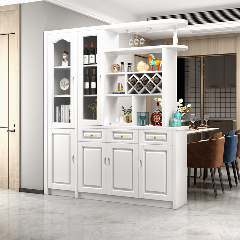Contemporary 78.74" H Cabinet Solid Wood Accent Cabinet with Drawers and doors