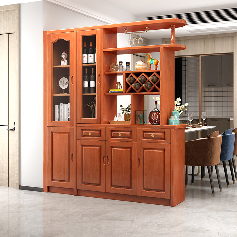 Contemporary 78.74" H Cabinet Solid Wood Accent Cabinet with Drawers and doors