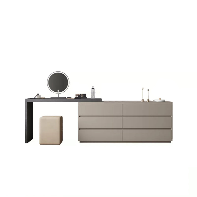 Contemporary Lighted Mirror Wood With Drawer Standing Vanity Dressing Table