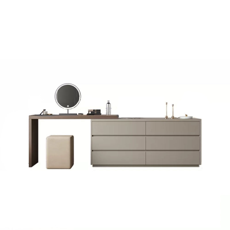 Contemporary Lighted Mirror Wood With Drawer Standing Vanity Dressing Table