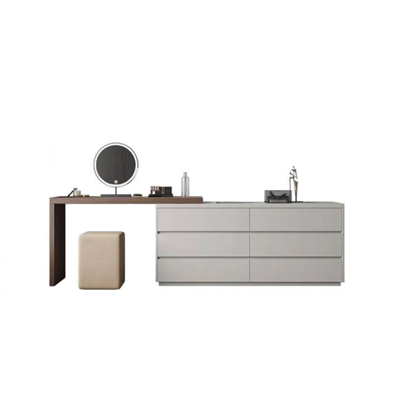 Contemporary Lighted Mirror Wood With Drawer Standing Vanity Dressing Table