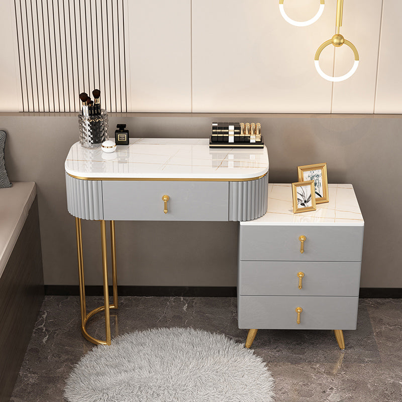 Contemporary With Drawer Gray Wooden Mirror Bedroom Make-up Vanity
