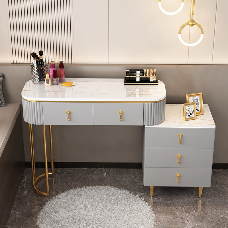 Contemporary With Drawer Gray Wooden Mirror Bedroom Make-up Vanity