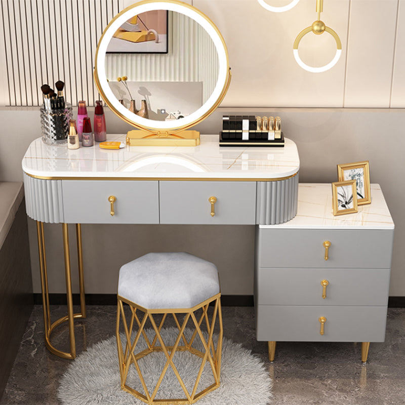 Contemporary With Drawer Gray Wooden Mirror Bedroom Make-up Vanity