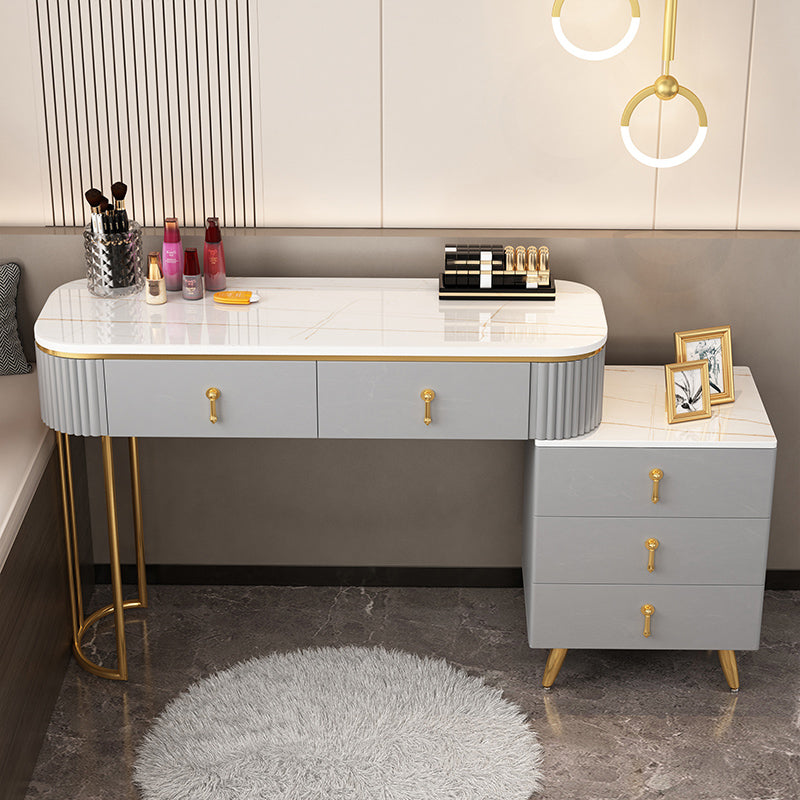 Contemporary With Drawer Gray Wooden Mirror Bedroom Make-up Vanity
