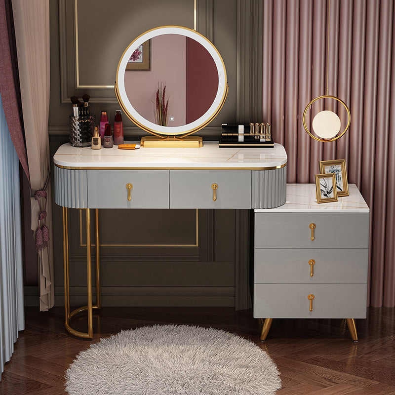 Contemporary With Drawer Gray Wooden Mirror Bedroom Make-up Vanity