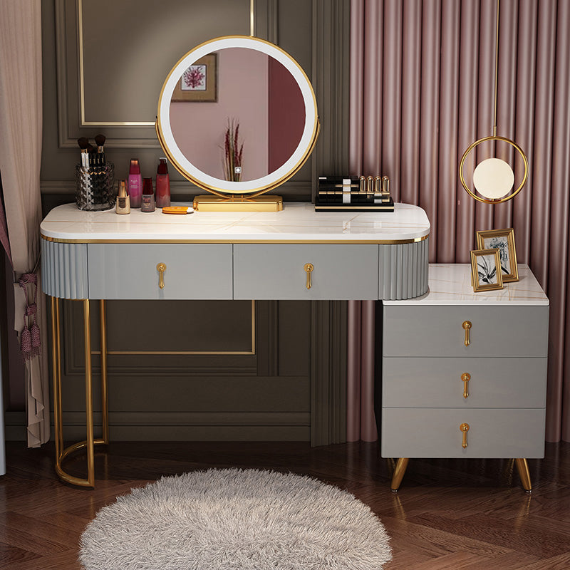 Contemporary With Drawer Gray Wooden Mirror Bedroom Make-up Vanity