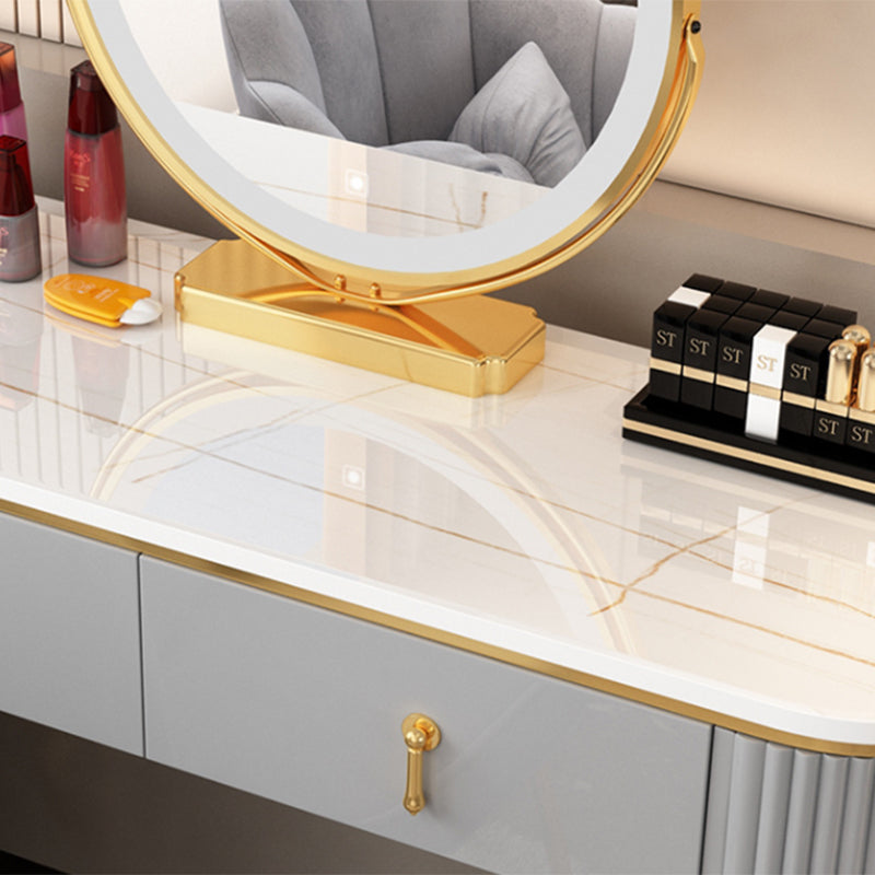 Contemporary With Drawer Gray Wooden Mirror Bedroom Make-up Vanity