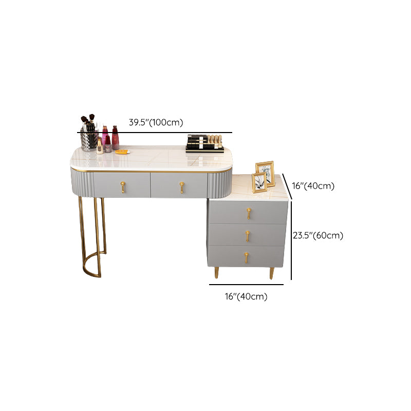 Contemporary With Drawer Gray Wooden Mirror Bedroom Make-up Vanity