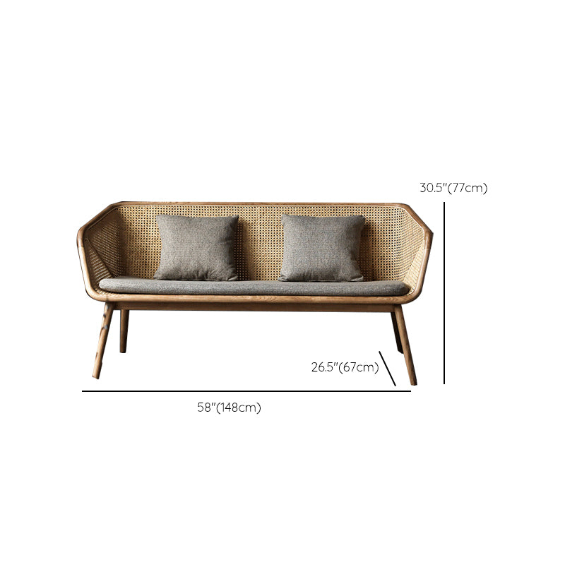 Sloped Arm Fabric Sofa in Grey Tropical Sofa with Bolster Pillows