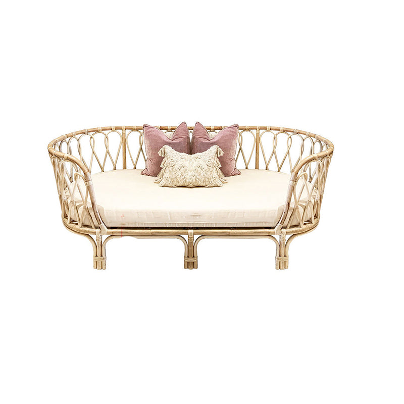 Fabric Sofa in Light Brone Frame Tropical Sofa with Bolster Pillow