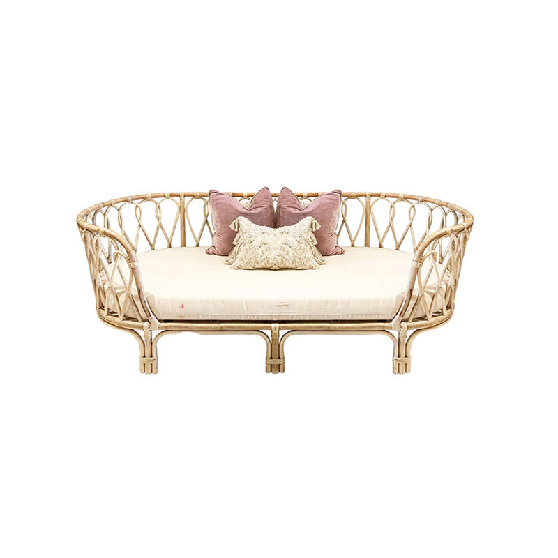 Fabric Sofa in Light Brone Frame Tropical Sofa with Bolster Pillow