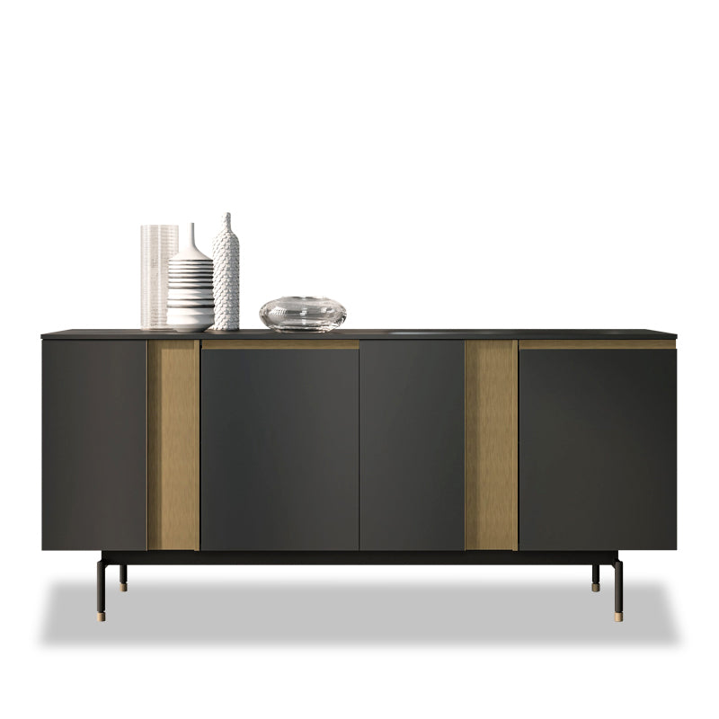 Standard Cabinet Metal and Solid Wood Accent Cabinet with Doors