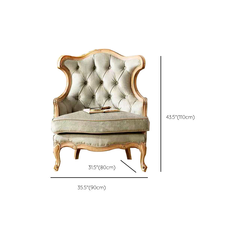 French Country Sofa Solid Wood Tufted Split-Back Settee for Living Room