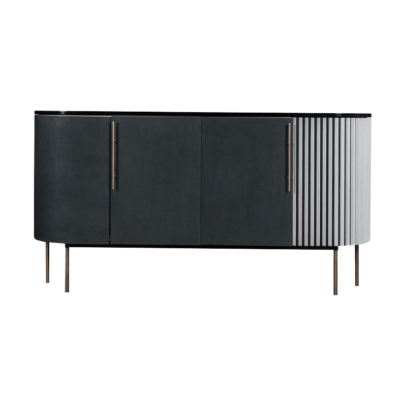 Metal and Solid Wood Cabinet Black Bar Pulls Straight Legs Accent Cabinet