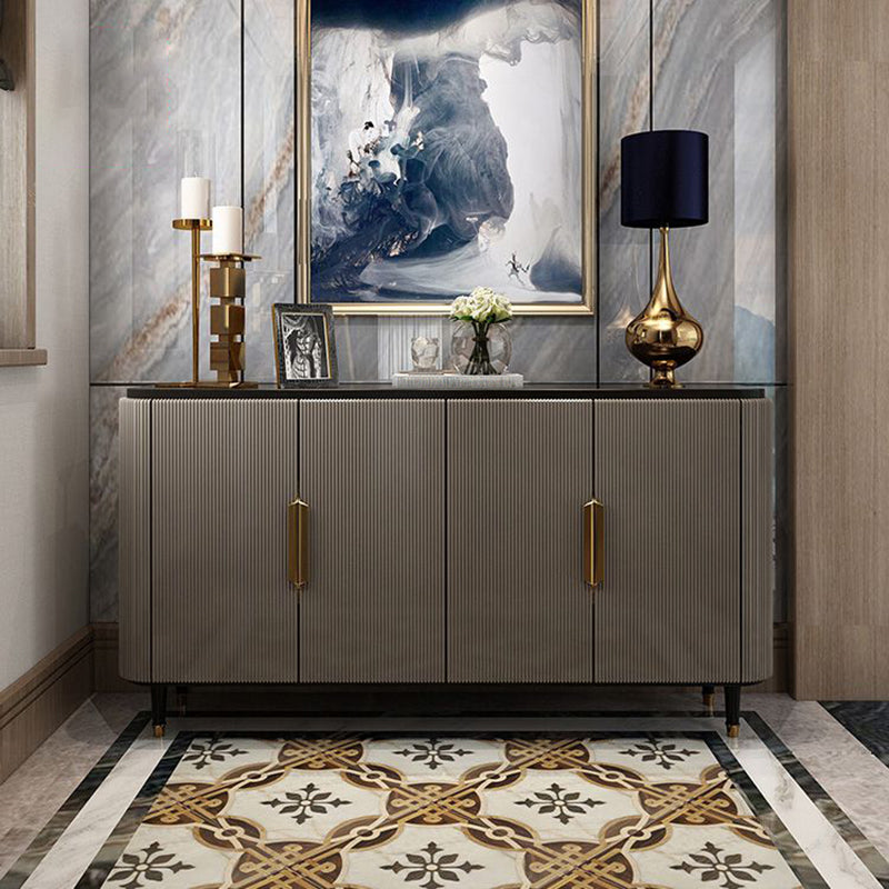 Modern Standard Accent Cabinet Wood Bar Pulls 4 - Doors Cabinet
