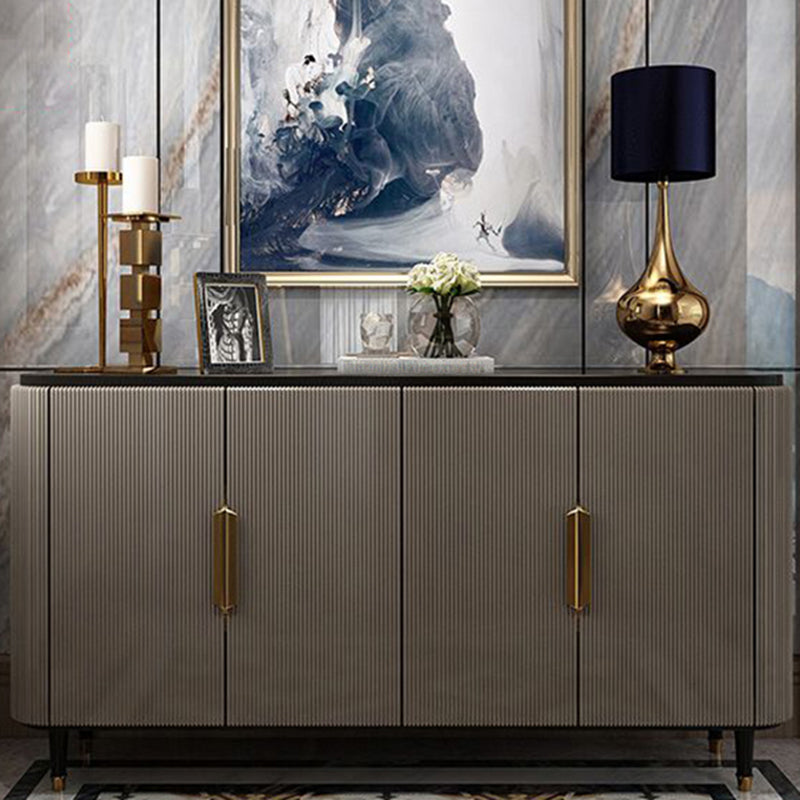 Modern Standard Accent Cabinet Wood Bar Pulls 4 - Doors Cabinet