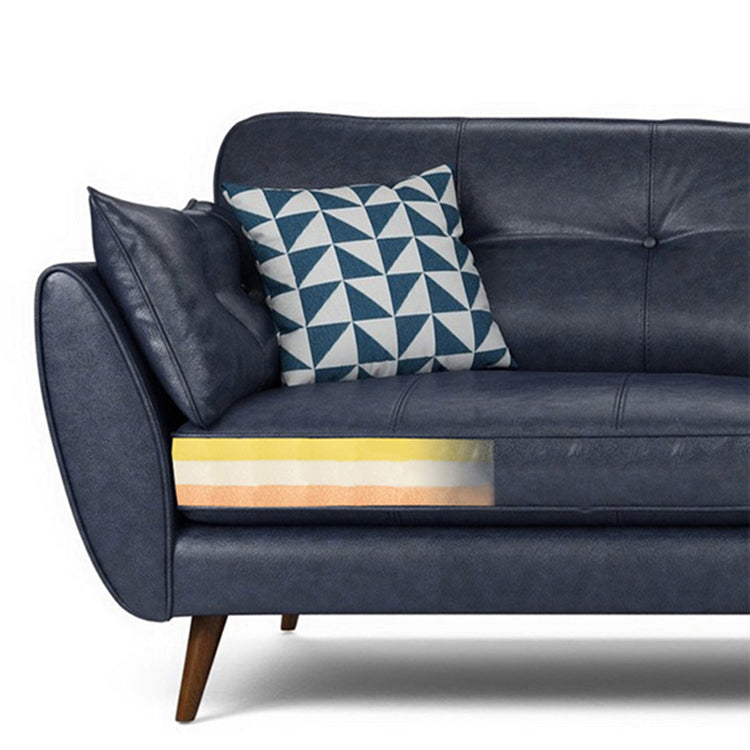 Mid Century Modern Sofa Flare Arm Sofa with Tufted Back in Leather