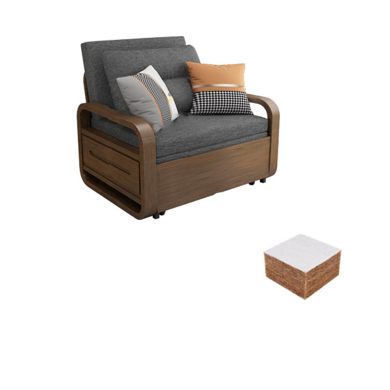 Contemporary Square Arms Sofa Bed Fabric Sleeper Sofa in Gray