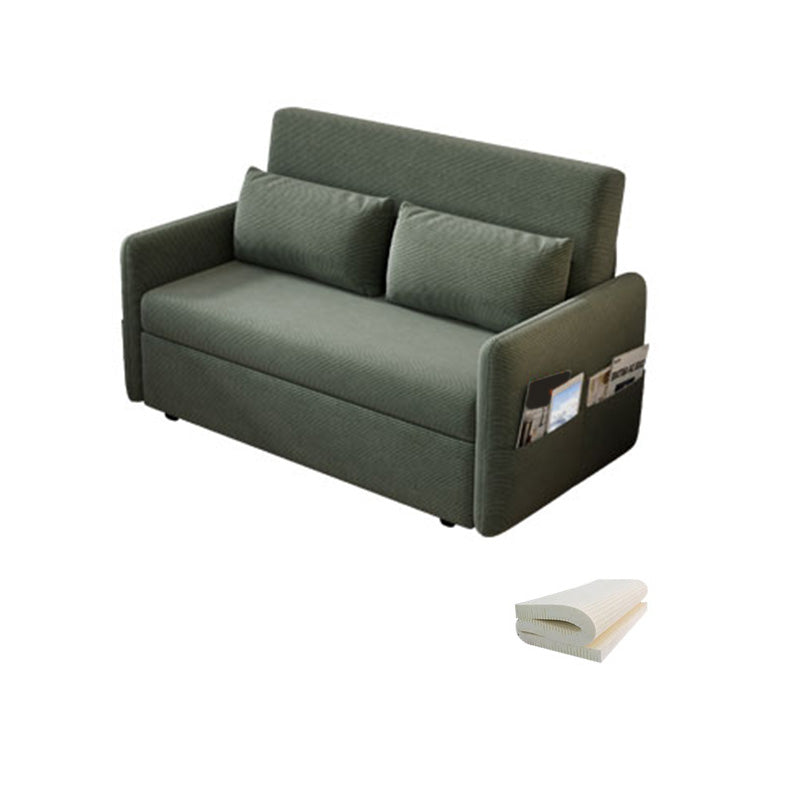 Glam Corduroy Pillow Back Sleeper Sofa Storage Sofa Bed in Green