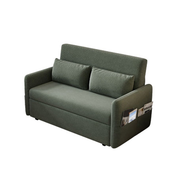 Glam Corduroy Pillow Back Sleeper Sofa Storage Sofa Bed in Green