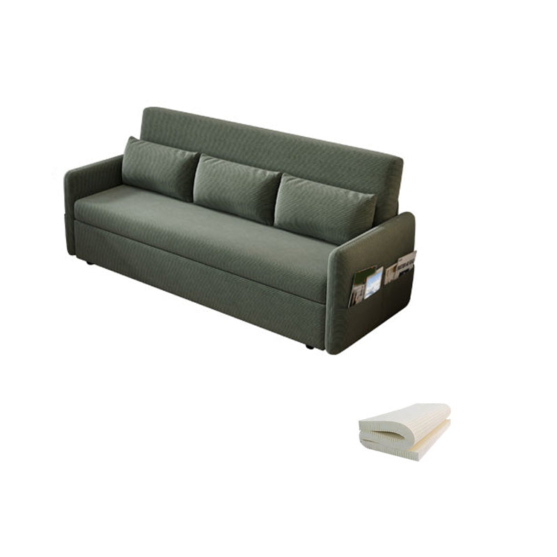 Glam Corduroy Pillow Back Sleeper Sofa Storage Sofa Bed in Green