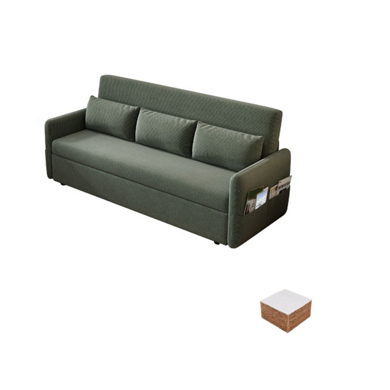 Glam Corduroy Pillow Back Sleeper Sofa Storage Sofa Bed in Green