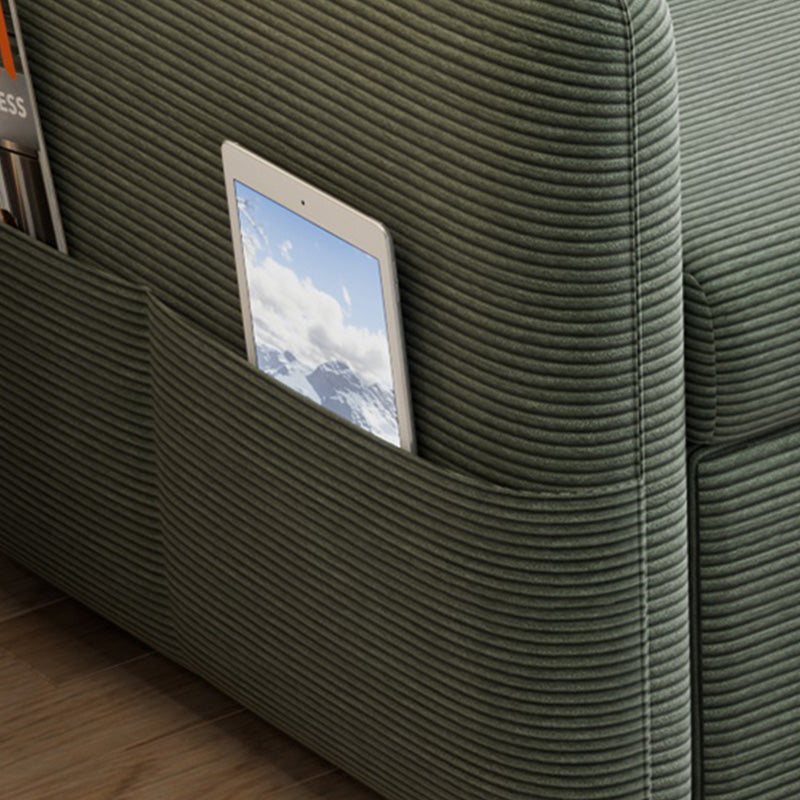 Glam Corduroy Pillow Back Sleeper Sofa Storage Sofa Bed in Green