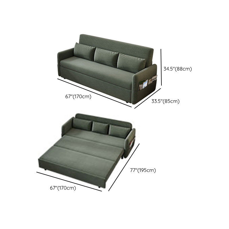 Glam Corduroy Pillow Back Sleeper Sofa Storage Sofa Bed in Green