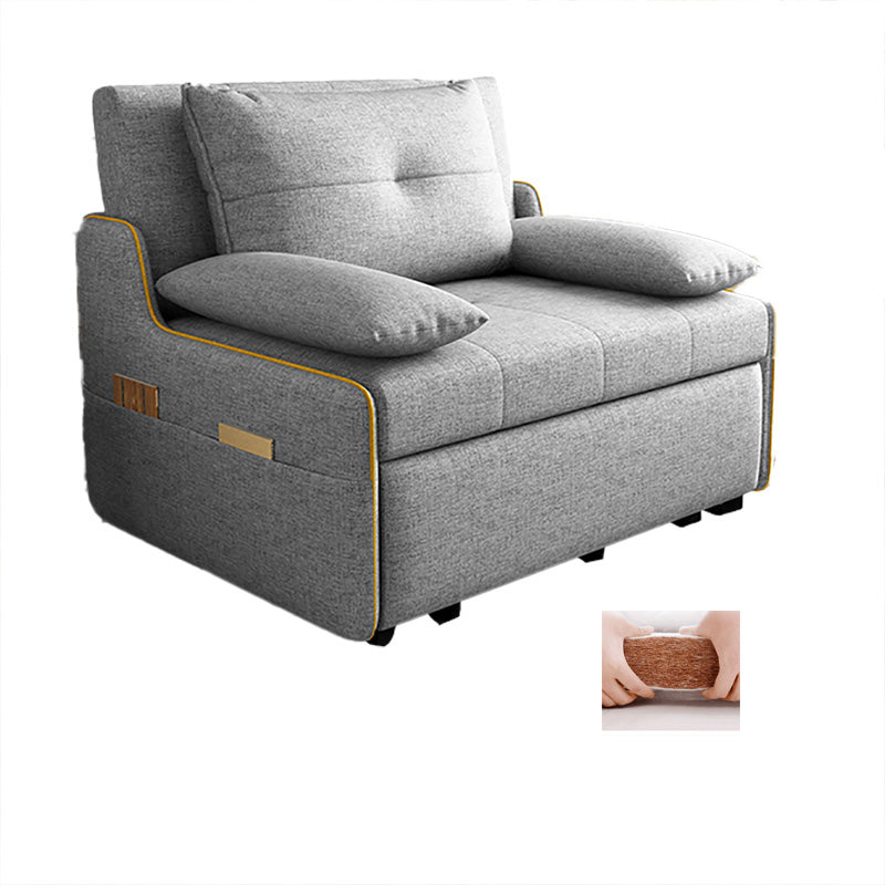 Fabric Pillow Top Arms Sleeper Contemporary Styled Futon Sleeper Sofa Bed in Grey