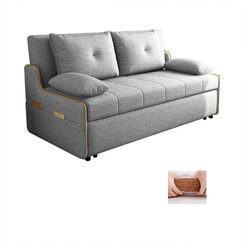Fabric Pillow Top Arms Sleeper Contemporary Styled Futon Sleeper Sofa Bed in Grey