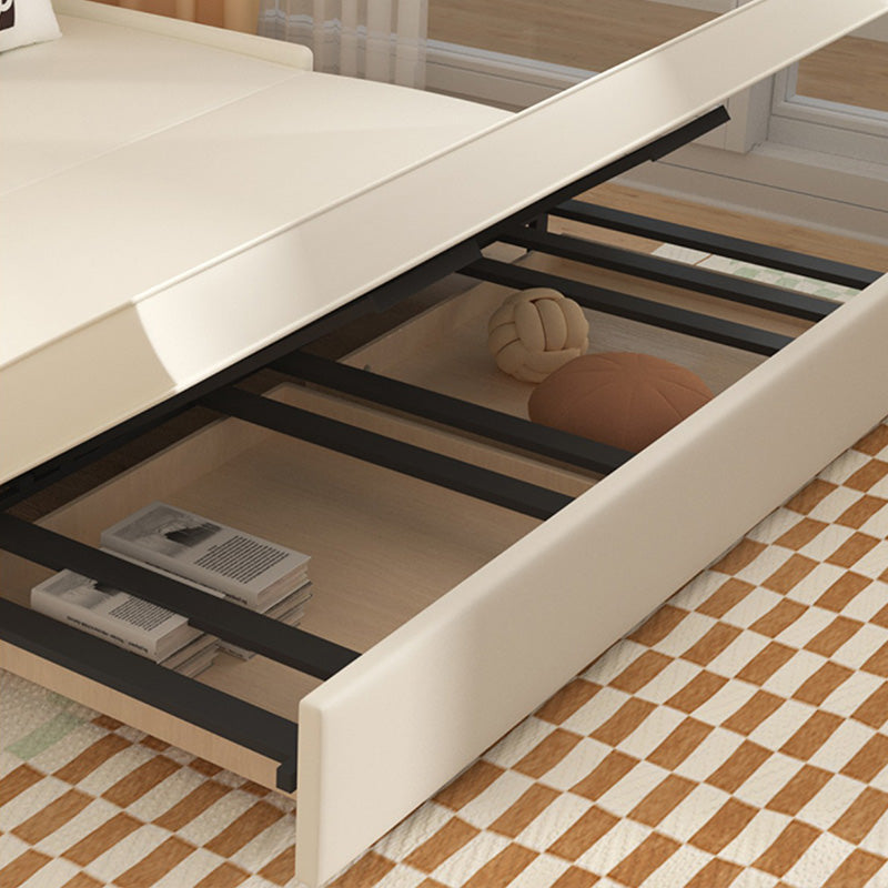 Faux Leather Futon Sofa Bed Glam Storage Sleeper Sofa in White