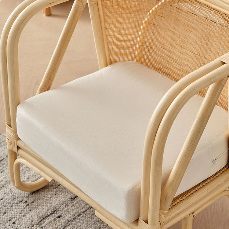 Solid Wood Sofa with Rattan Accent Tropical Living Room Sofa in Light Brone
