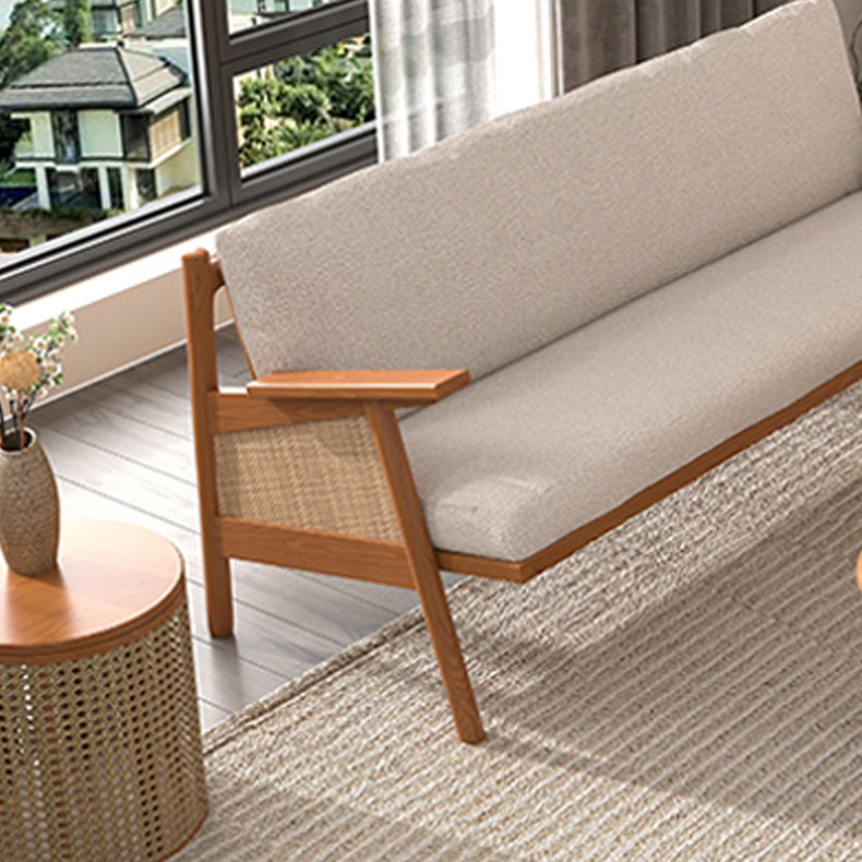 Tropical Living Room Sofa with Loose Back and Square Arm in Linen