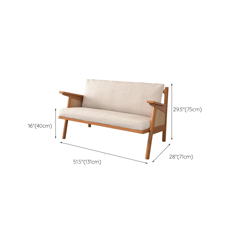 Tropical Living Room Sofa with Loose Back and Square Arm in Linen