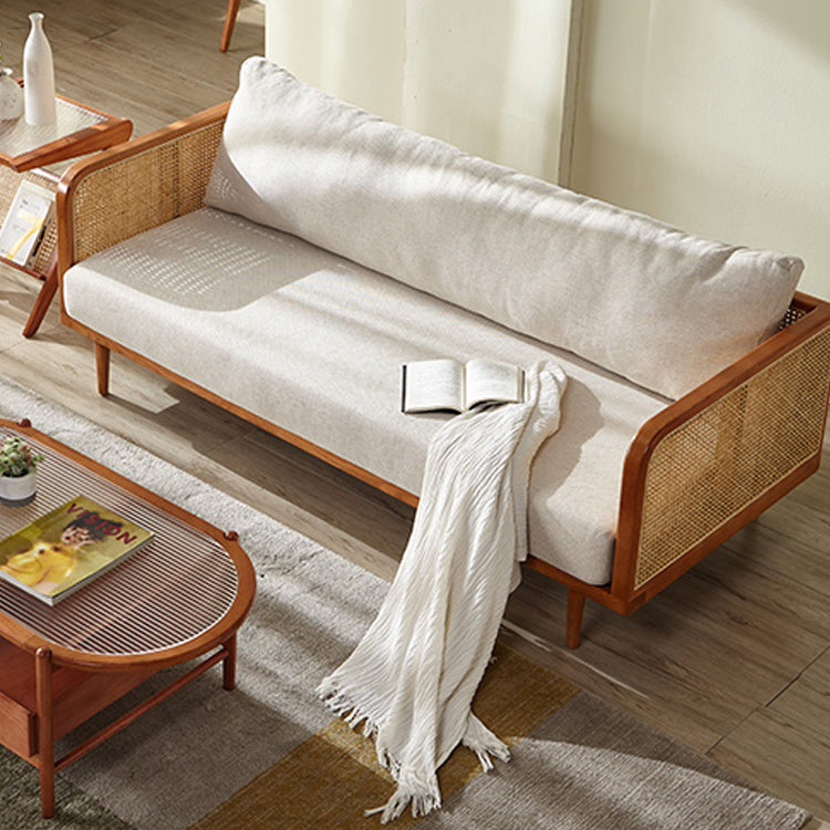 Solid Wood Square Arm Sofa Tropical Cushions Sofa for Living Room