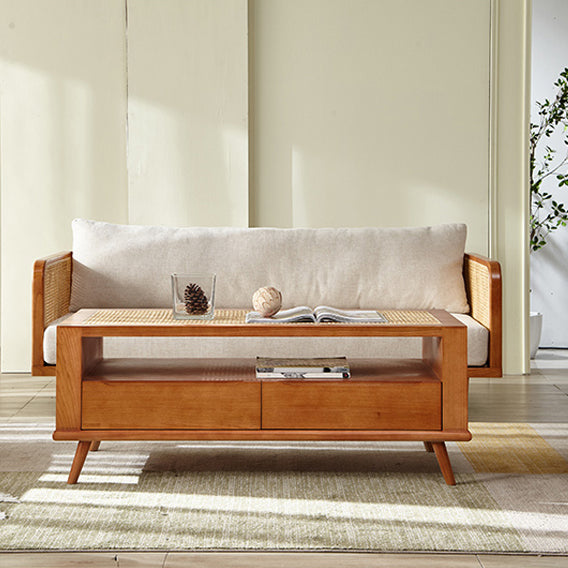 Solid Wood Square Arm Sofa Tropical Cushions Sofa for Living Room