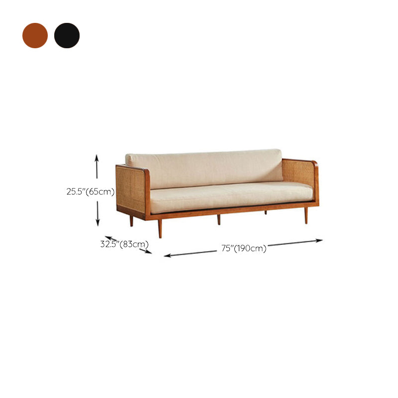 Solid Wood Square Arm Sofa Tropical Cushions Sofa for Living Room
