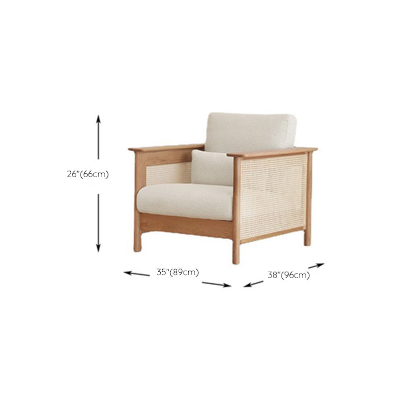 Solid Wood Sofa Square Arm Sofa with Loose Back in Natural Frame
