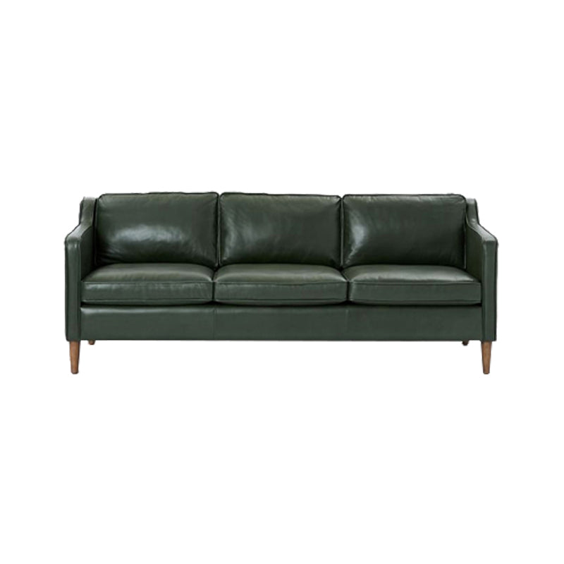 Mid Century Modern Sloped Arm Sofa Faux Leather Sofa for Living Room