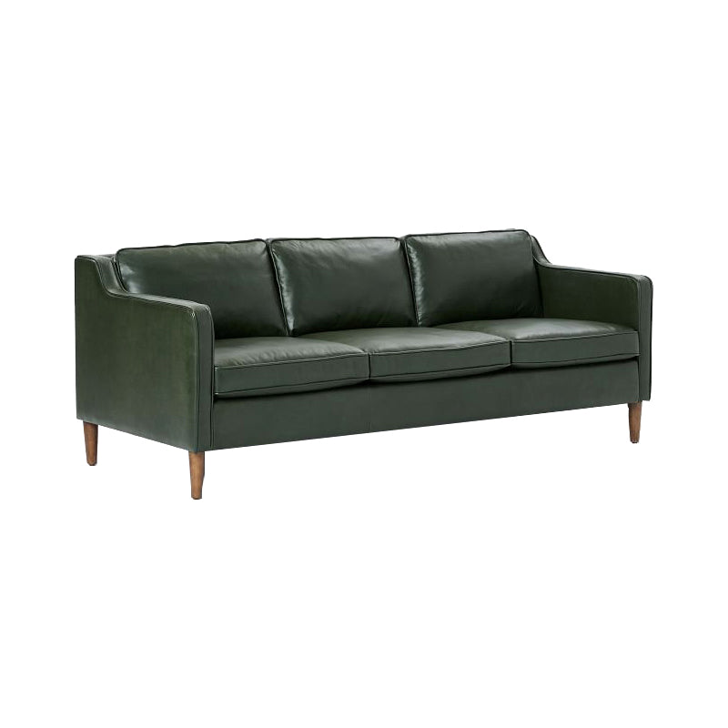 Mid Century Modern Sloped Arm Sofa Faux Leather Sofa for Living Room