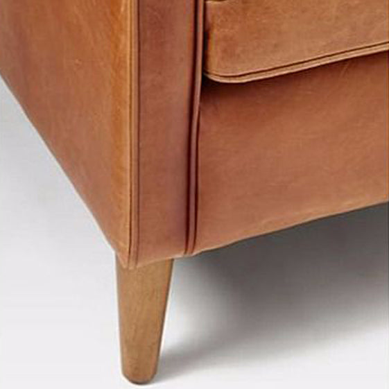 Mid Century Modern Sloped Arm Sofa Faux Leather Sofa for Living Room