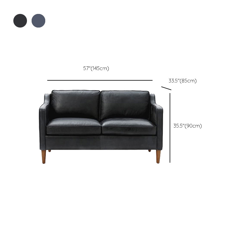 Mid Century Modern Sloped Arm Sofa Faux Leather Sofa for Living Room