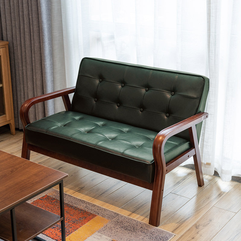 Faux Leather Sofa 29.53" High Mid Century Modern Square Sofa
